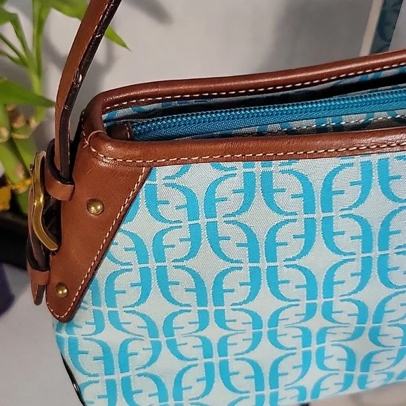 Fossil Monogram Canvas & Leather Shoulder Bag w/ Key - Picture 2 of 11